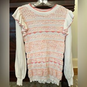 Fate Coral and Cream Knit Sweater